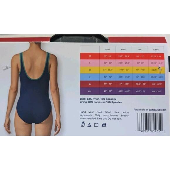 Lands' End Women's Scoop Neck One-Piece Swimsuit Size XL/18 Navy/Green - Picture 4 of 7